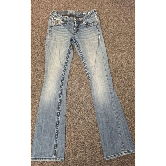 Miss Me JP6152B Jeans Women's 25x31 Bootcut Embellished Bling Pockets Stretch - Picture 2 of 4